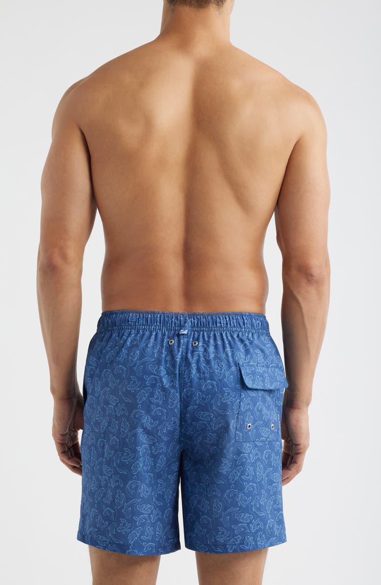 Peter Millar Pond Wander Koi Print Swim Trunks, Alternate, color, Windsor Blue