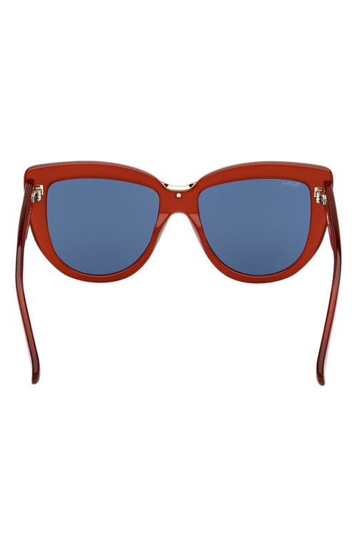 Max Mara Spark 55mm Polarized Cat Eye Sunglasses In Shiny Milky Red/blue Lenses