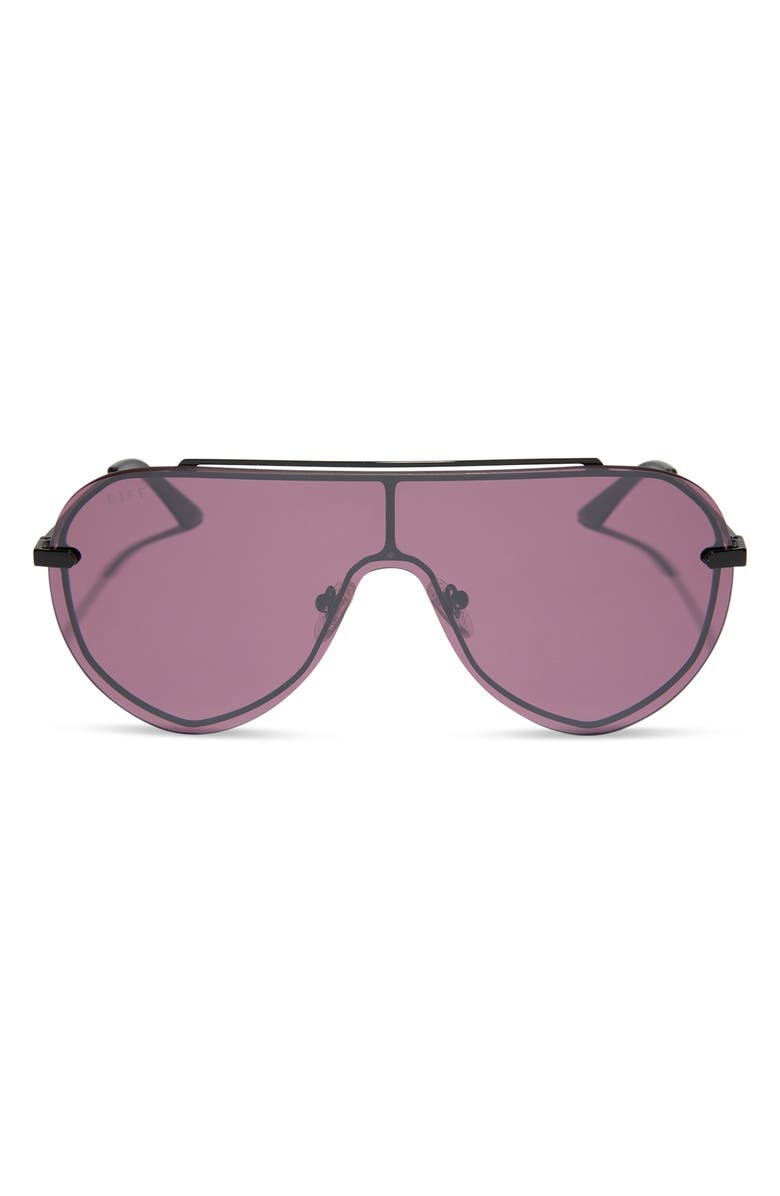 DIFF Imani 139mm Gradient Shield Sunglasses, Main, color, Aubergine With Silver Flash