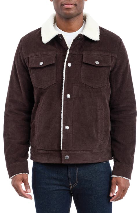 Faux Shearling Lined Corduroy Trucker Jacket