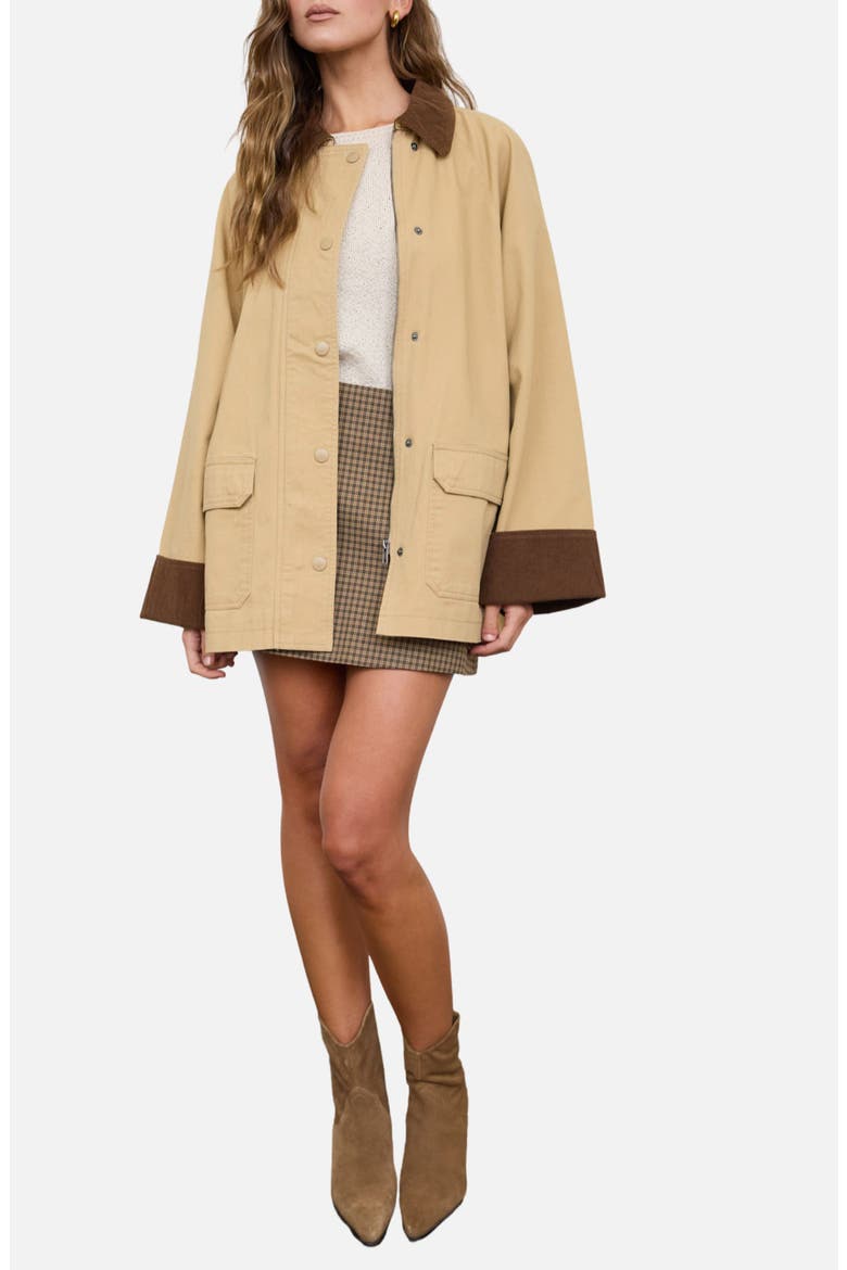 Contrast Collar Barn Jacket, Alternate, color, KHAKI