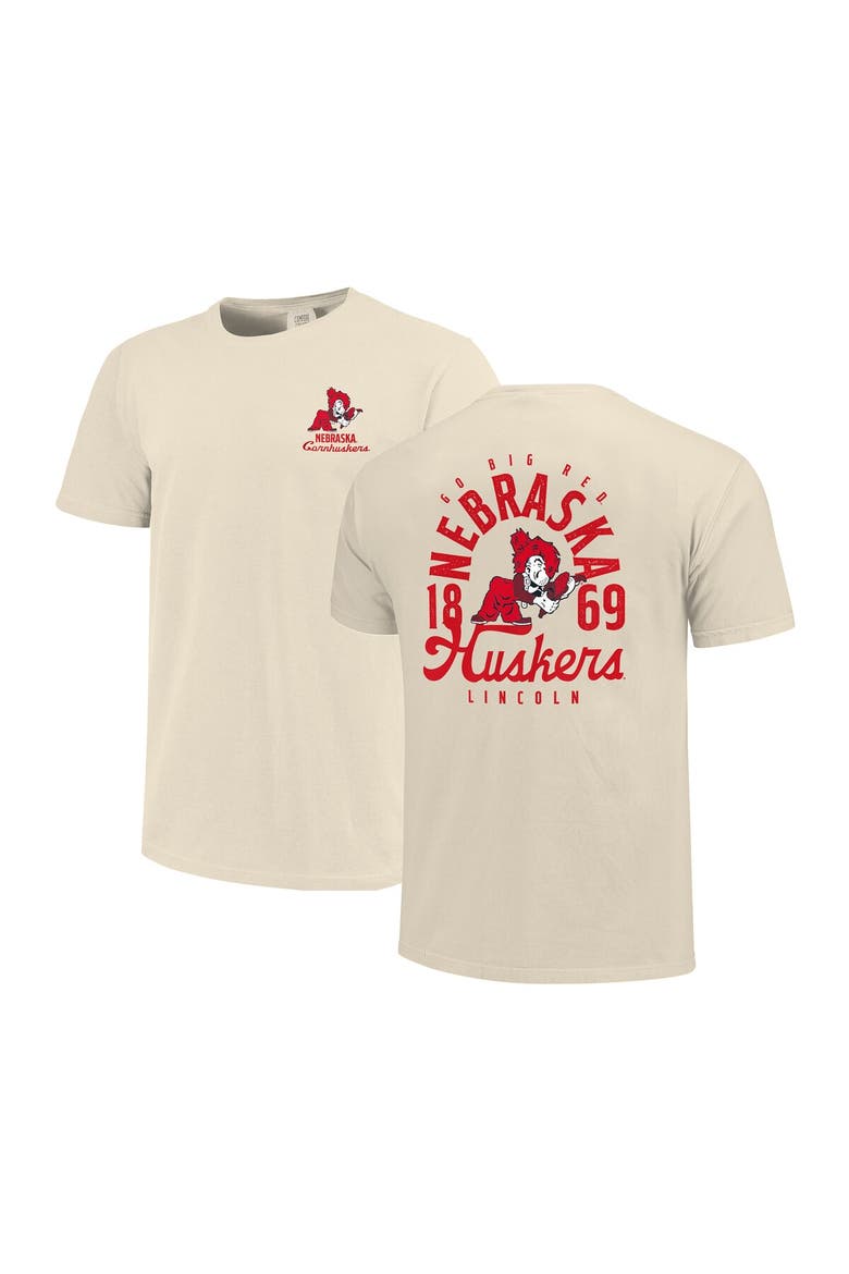 Men's Cream Nebraska Huskers Comfort Colors Mascot Overlay T-Shirt, Alternate, color, Cream