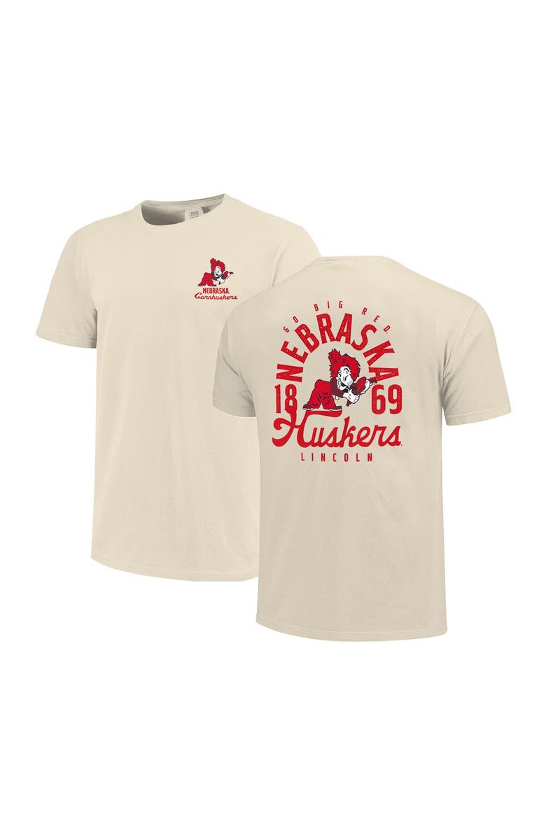 IMAGE ONE Men's Cream Nebraska Huskers Comfort Colors Mascot Overlay T-Shirt, Alternate, color, Cream