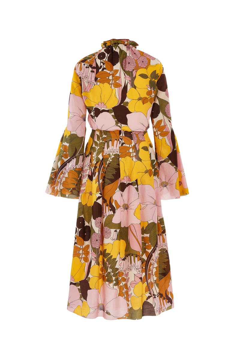 La DoubleJ Casanova Midi Dress Big Flower Rose Pink, Alternate, color, Big Flower Rose Pink