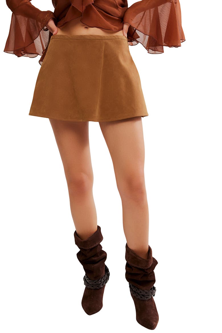 Paradise Found Faux Suede Skort, Main, color, CARAMEL CAFE