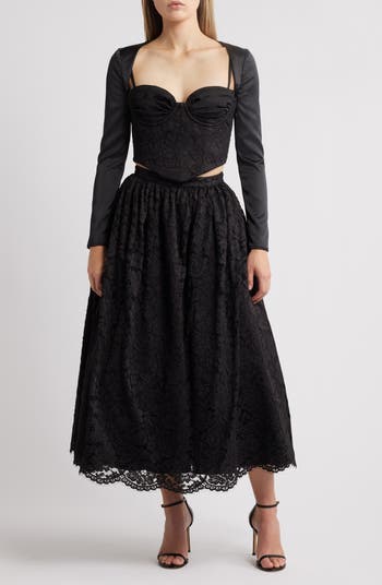 Duchess Corset Lace Fit & Flare Midi Dress with Bolero