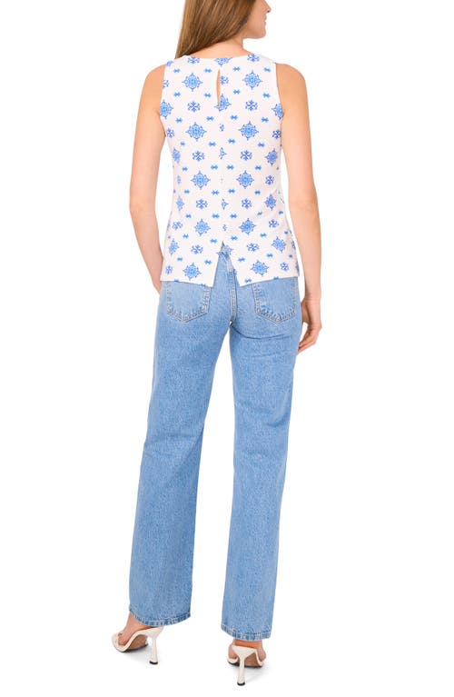 Vince Camuto V-neck Keyhole Tank In Canal Blue Diamond
