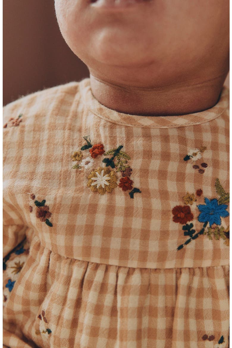 Kids' Gingham Embroidered Bubble Romper, Alternate, color, NEUTRAL