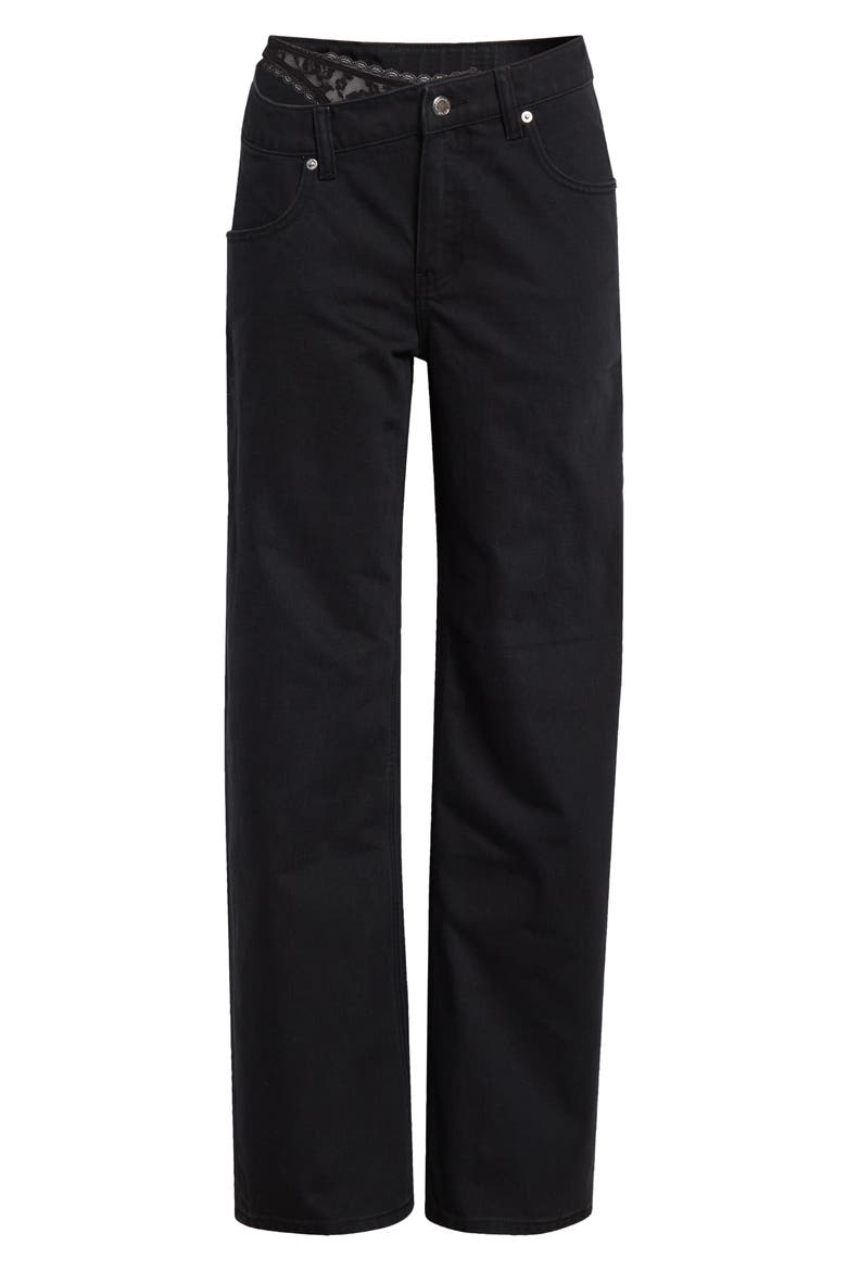 Lace Undies Detail Nonstretch Jeans, Alternate, color, WASHED BLACK