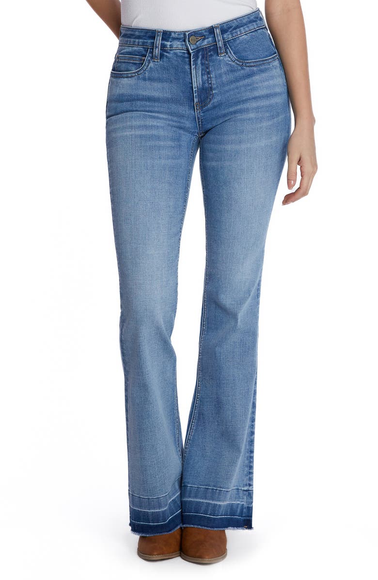 HINT OF BLU Release Hem Flare Jeans, Main, color, Powder Blue