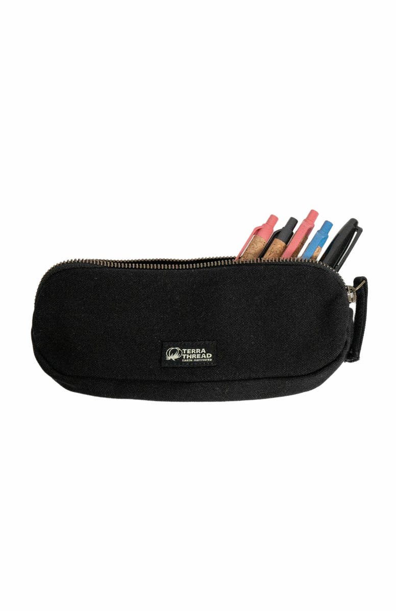 Terra Thread Organic Cotton Pencil Bag, Alternate, color, Ivory Black