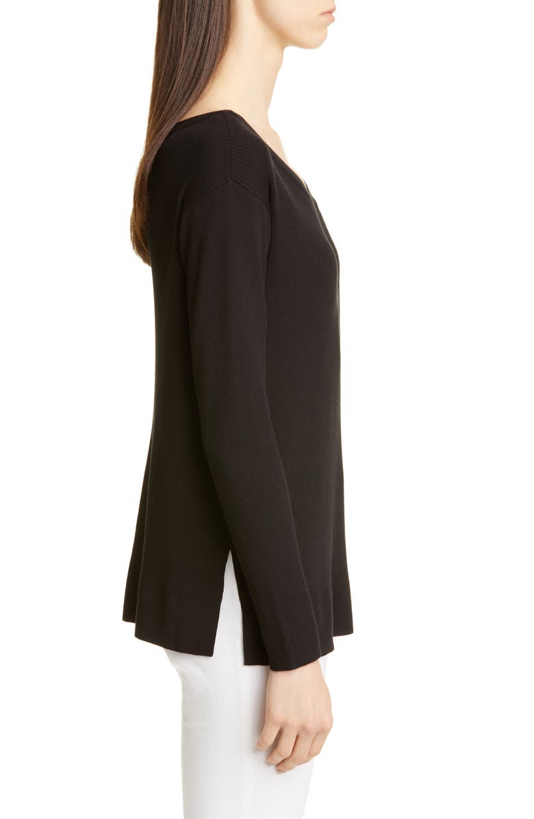 Lafayette 148 New York Wide V-Neck Tunic Sweater, Alternate, color, 