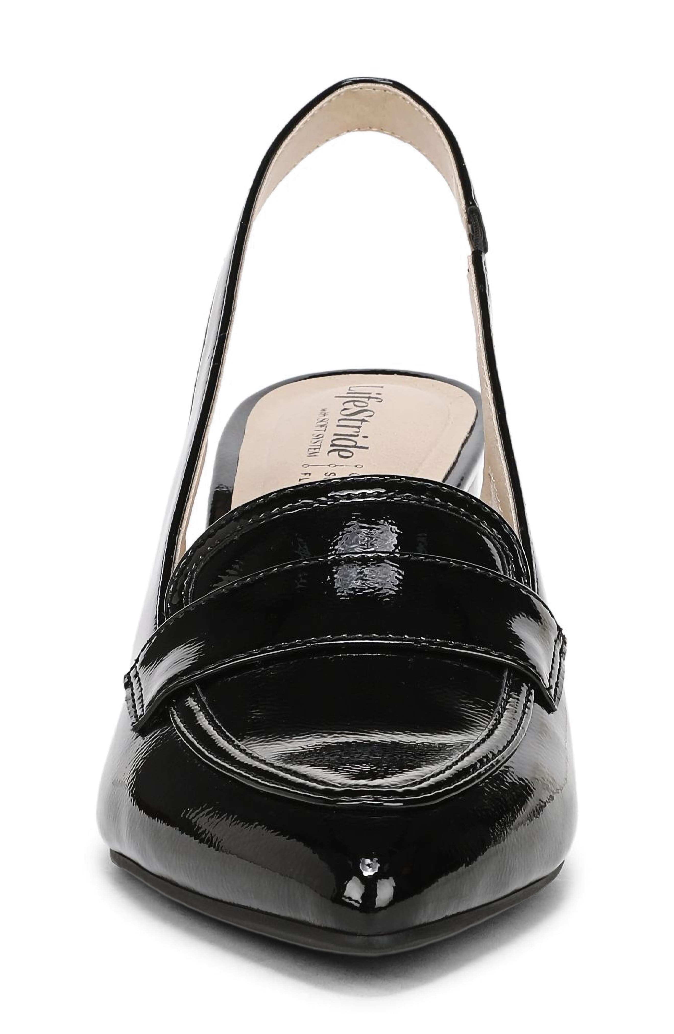 Angel Slingback Pointed Toe Loafer Pump, Alternate, color, BLACK