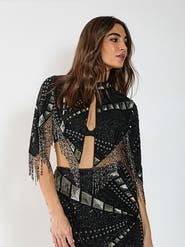 NASTY GAL Panelled Sequin Tassel Cape