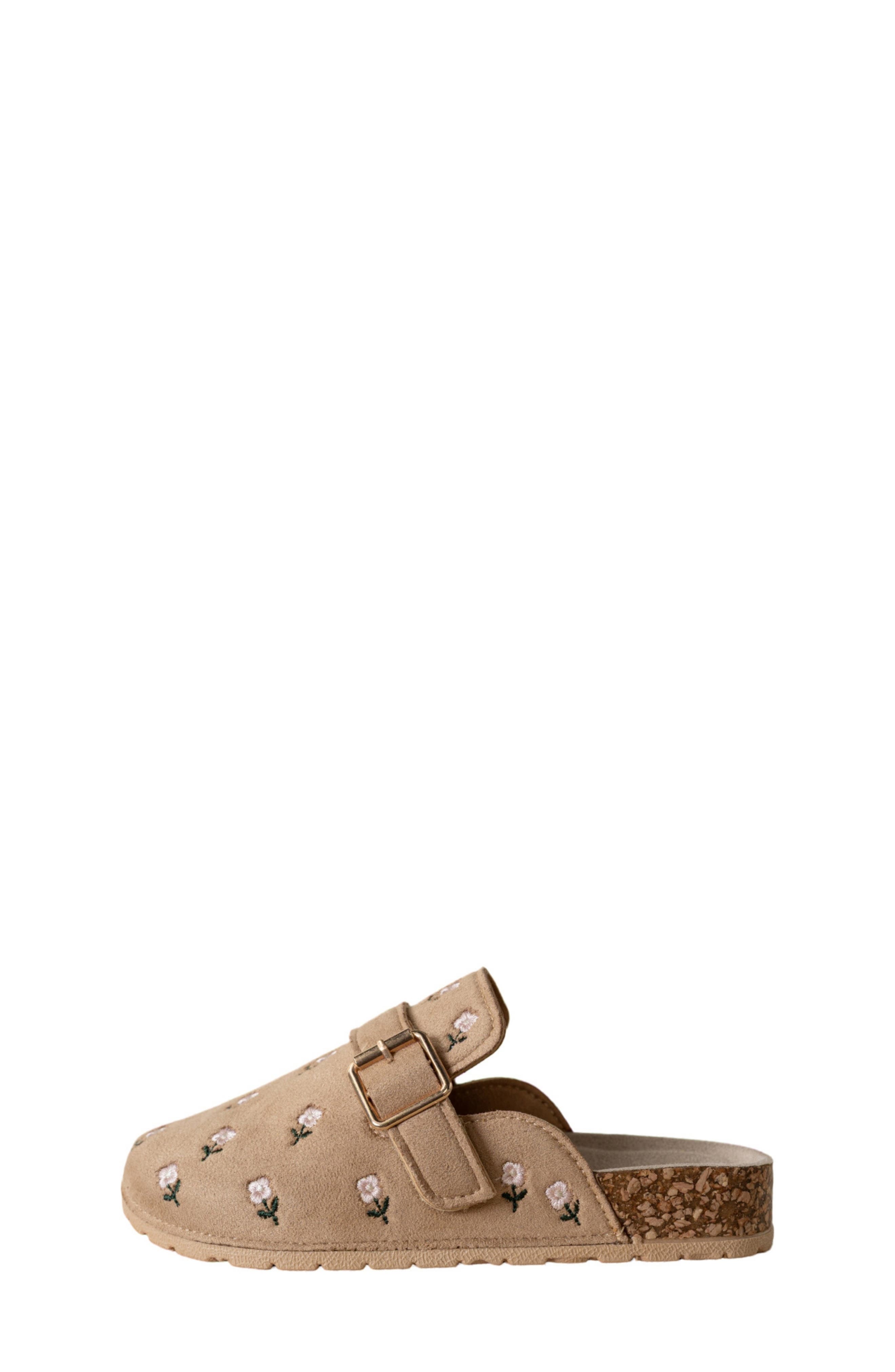 Kids' Floral Embroidered Clog, Alternate, color, SAND