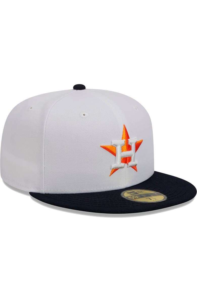 New Era Men's New Era White/Navy Houston Astros Optic 59FIFTY Fitted Hat, Alternate, color,