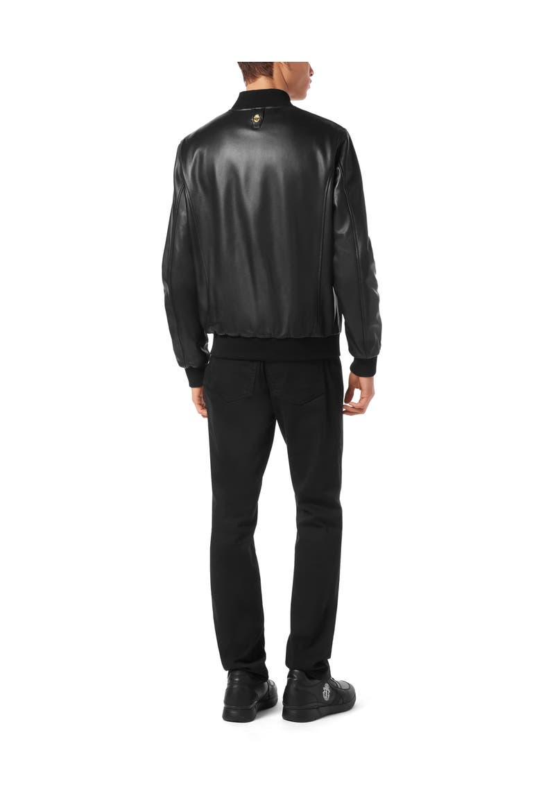 Basic Leather Bomber Men, Alternate, color, black