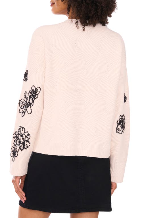Vince Camuto Embroidered Crewneck Sweater In Neutral