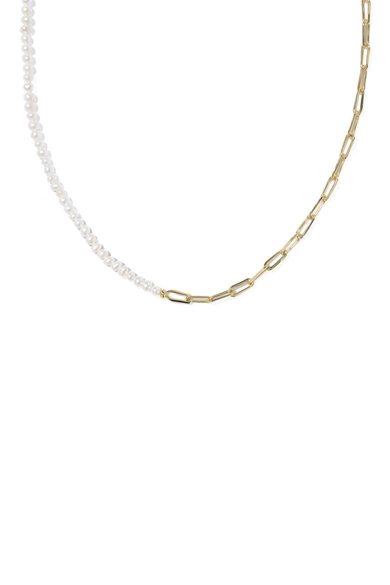 Markie Half Chain & Freshwater Pearl Necklace, Alternate, color, GOLD FRESHWATER CULTURED PEARL