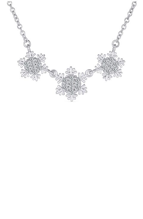 Winter Holiday Pavé Cubic Zirconia Snowflake Necklace