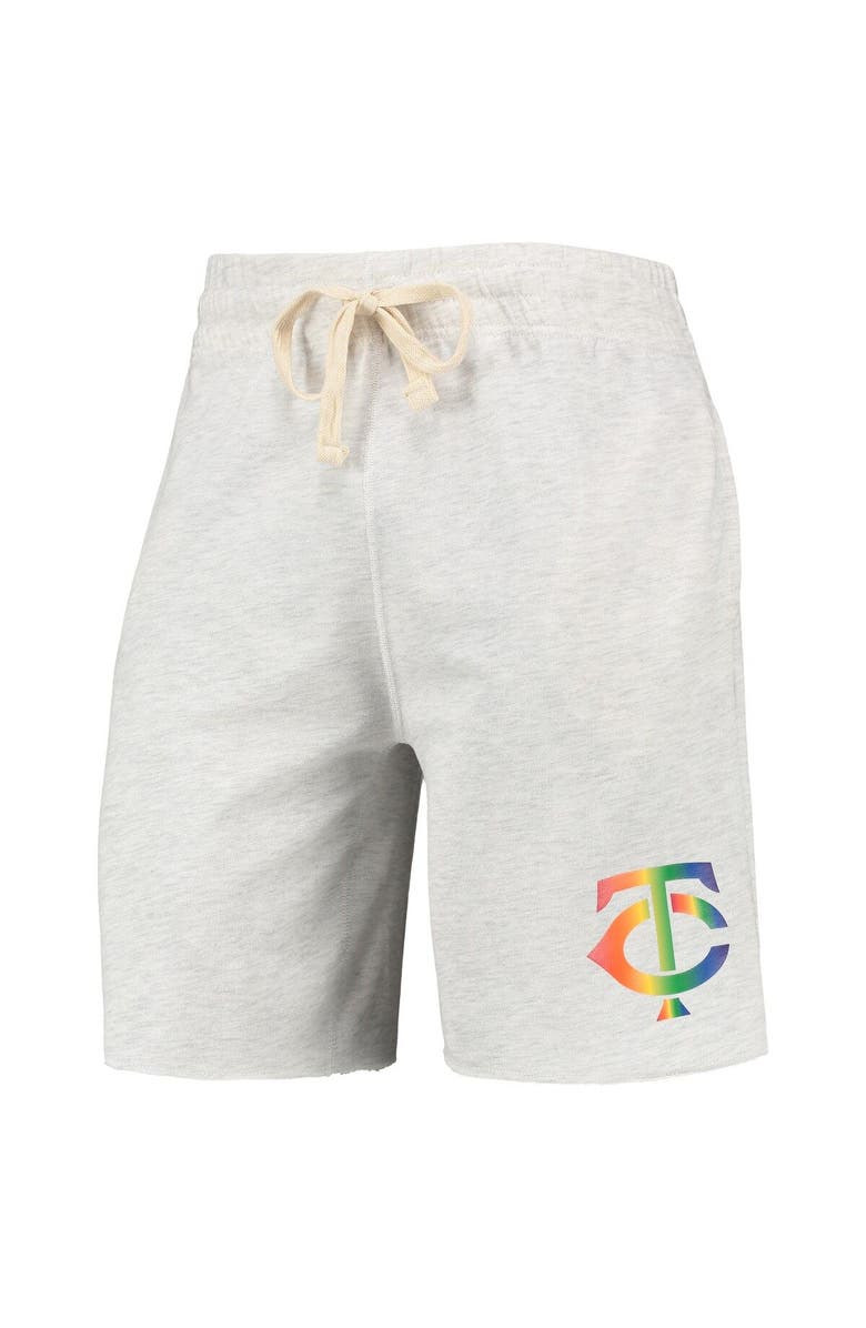 CONCEPTS SPORT Men's Concepts Sport Oatmeal Minnesota Twins Mainstream Logo Terry Tri-Blend Shorts, Alternate, color, Oatmeal