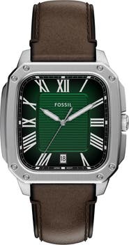 Fossil Crosby Leather Strap Watch, 42mm x 30mm