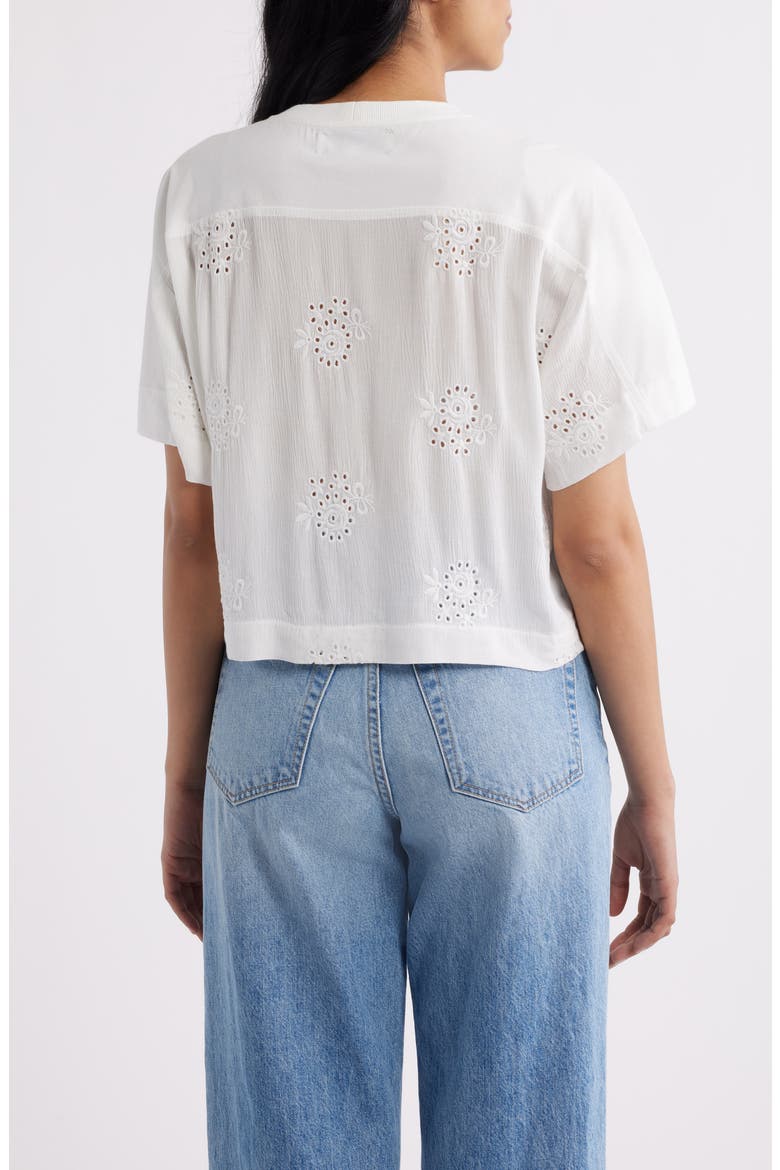 Eyelet Crop T-Shirt, Alternate, color, WHITE