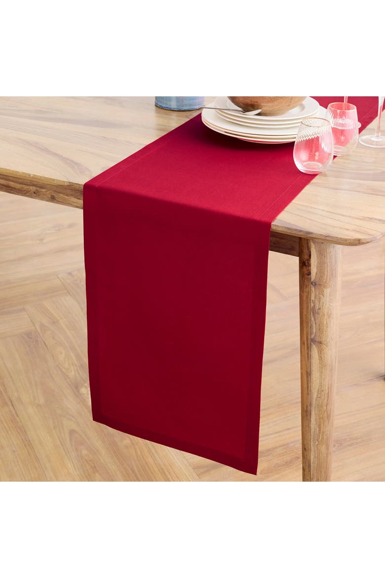 Dru Cotton Linen Solid Table Runner, Alternate, color, Scarlet Red