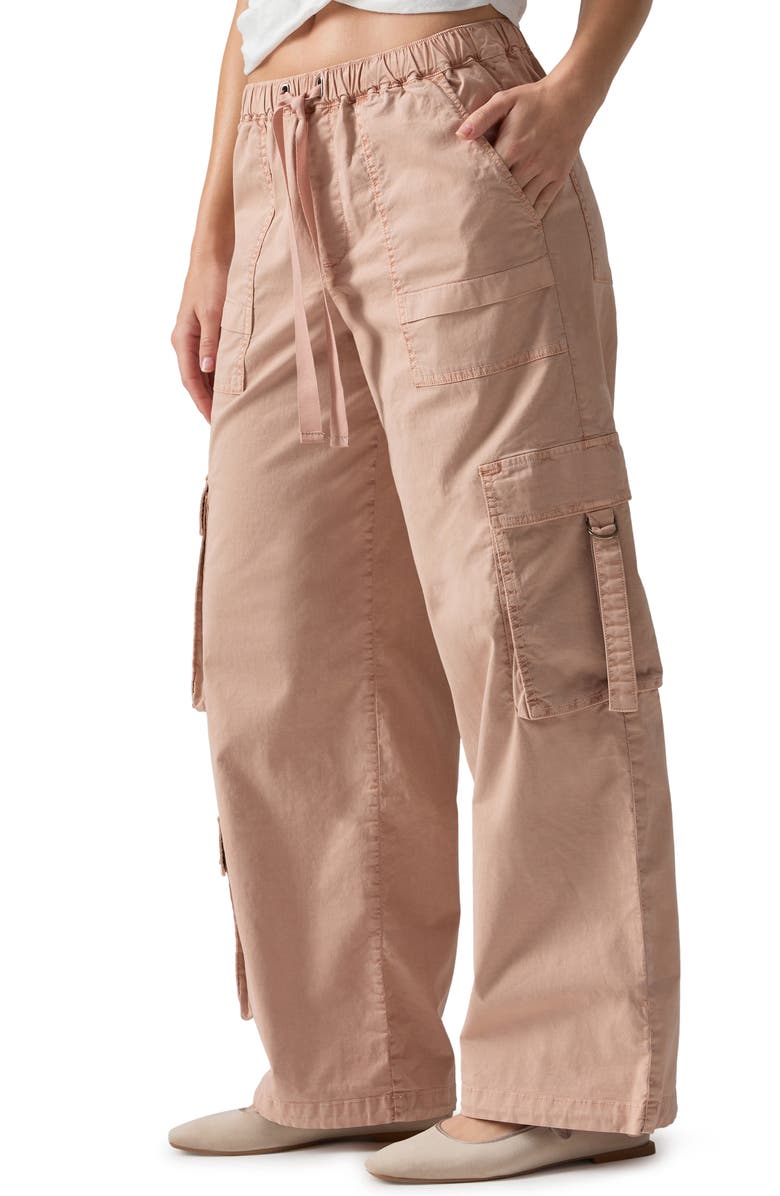 Sanctuary Stretch Cotton Cargo Parachute Pants, Alternate, color, Bare Beige