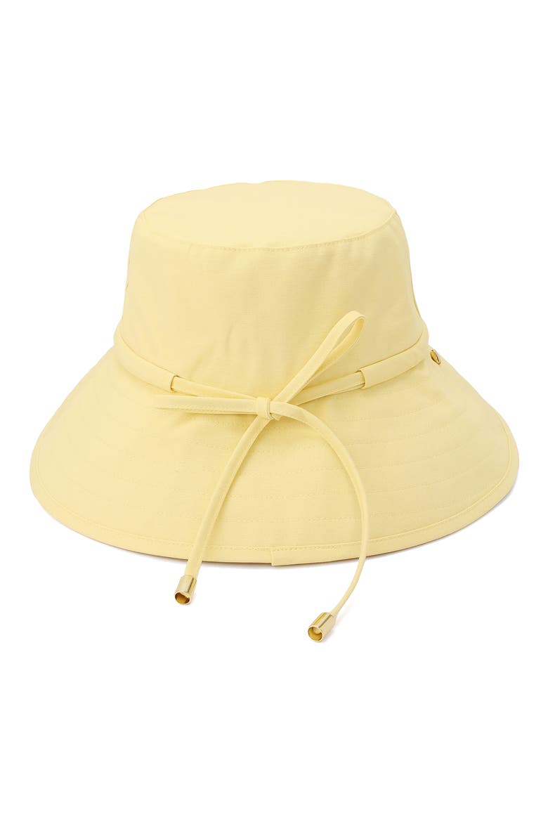 bow ties long brim bucket hat, Alternate, color, PALE CITRON