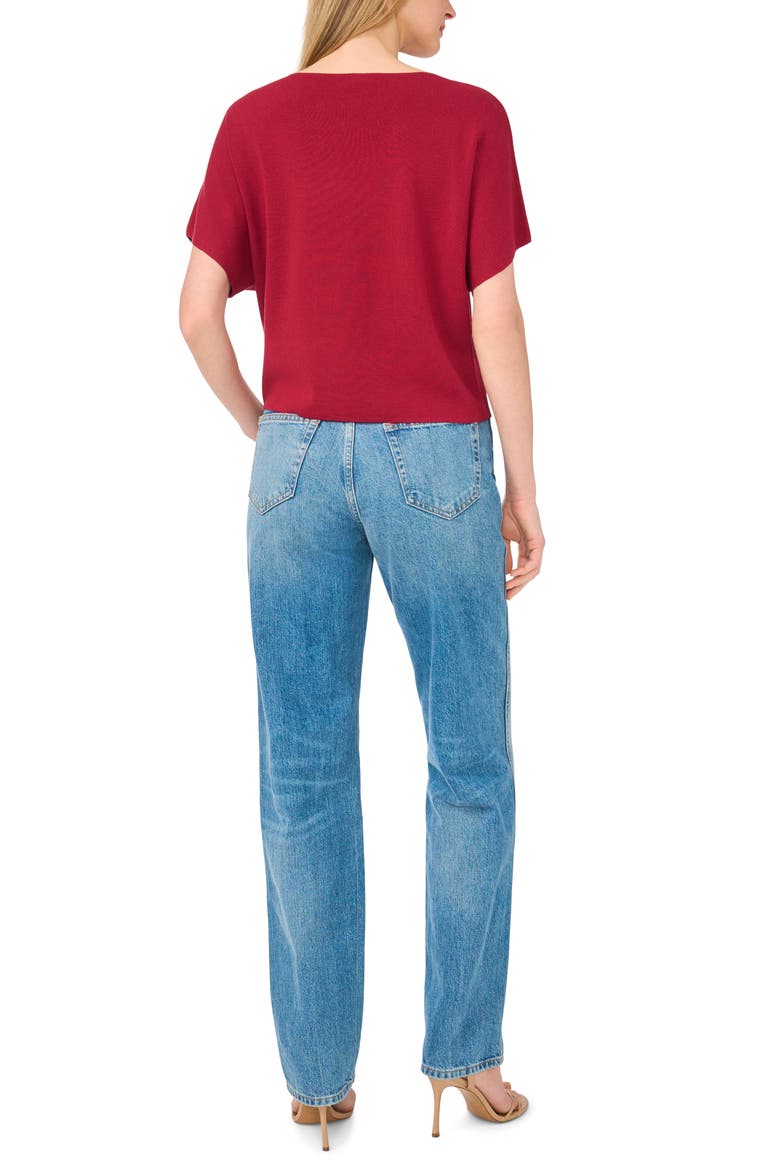 Short Sleeve Crop Sweater, Alternate, color, CURRANT RED