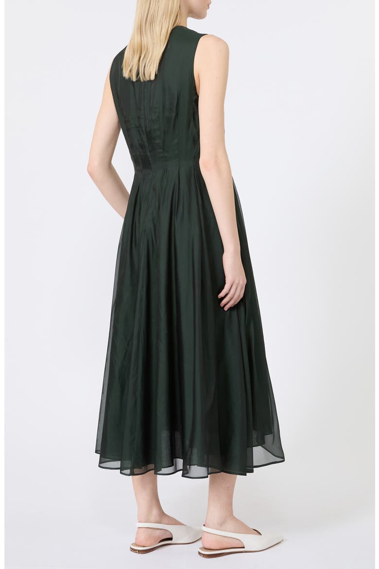 Fit & Flare Silk Blend Organza Midi Dress, Alternate, color, MOSS GREEN