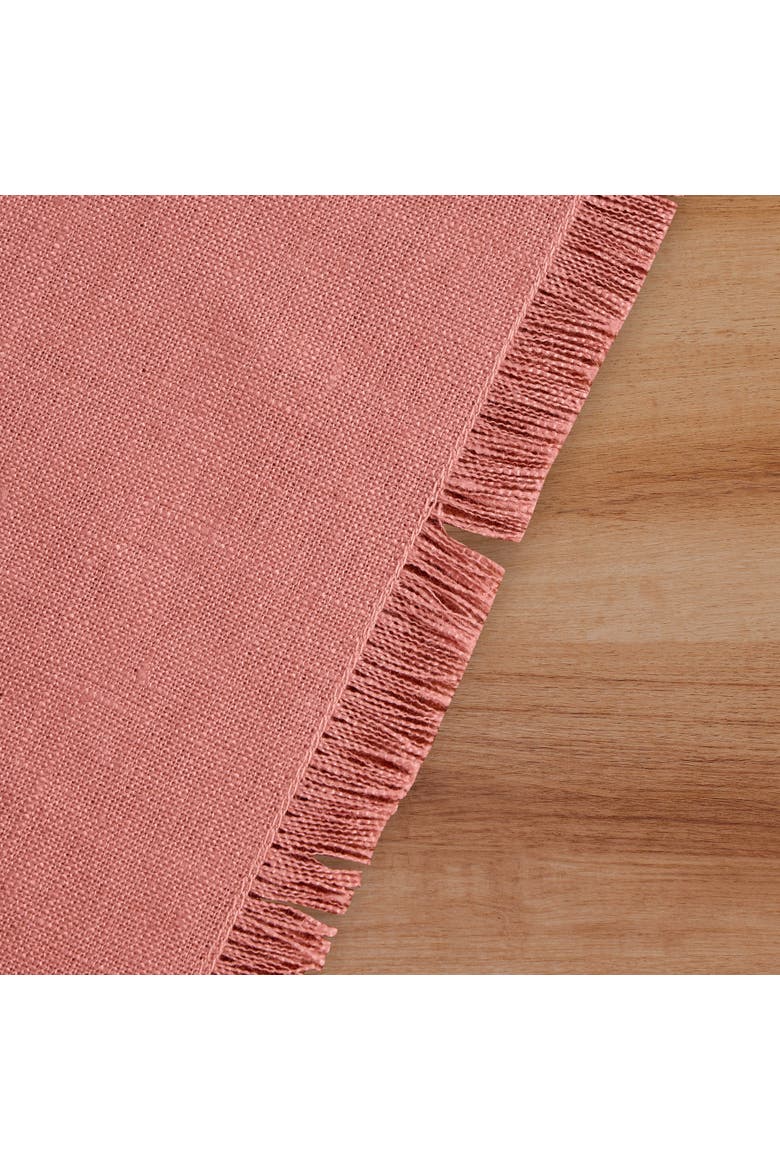 Linen Table Runner - Fringe, Alternate, color, Dusty Rose