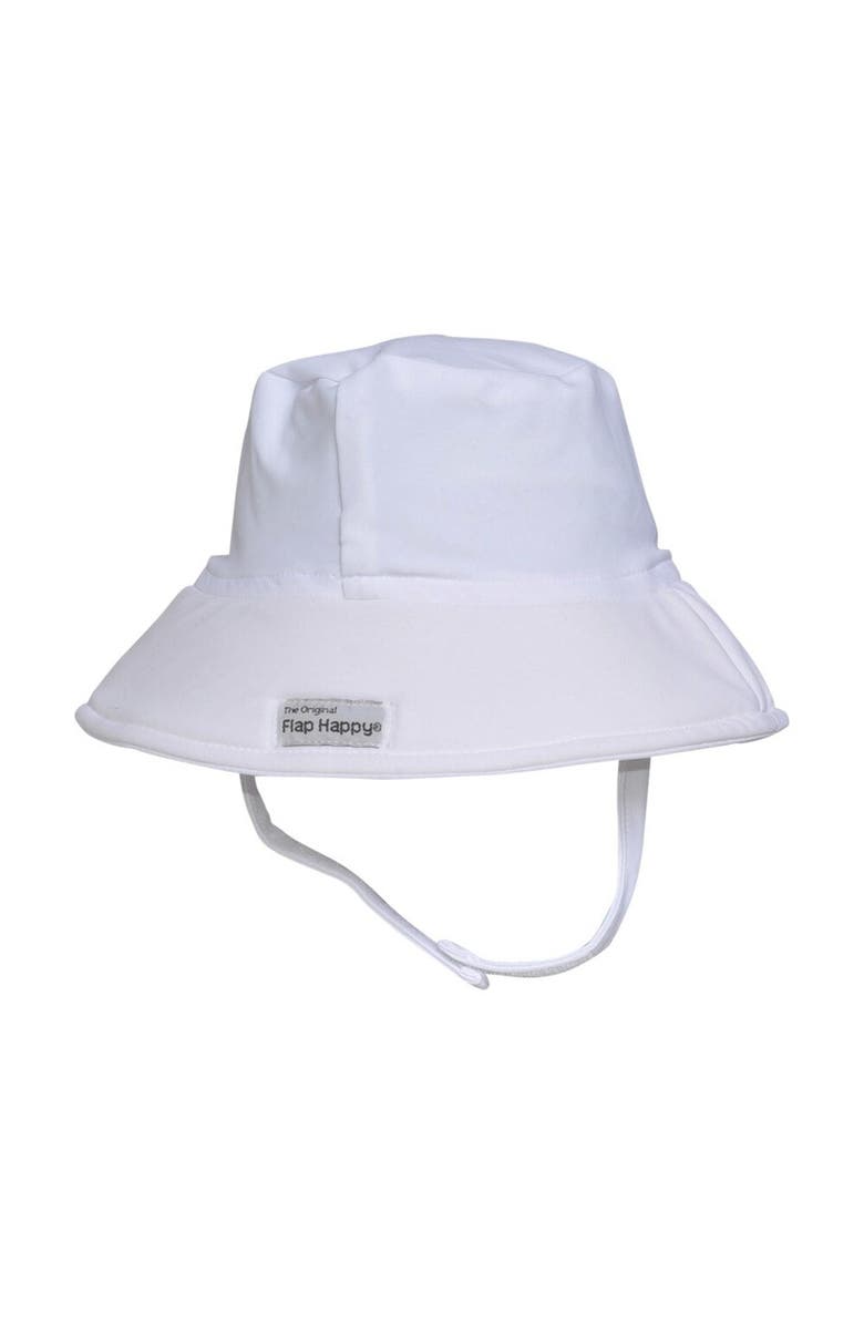 Flap Happy Baby/Toddler UPF 50+ Sustainably made, UV Blocking  Swim Bucket Hat, Main, color, White