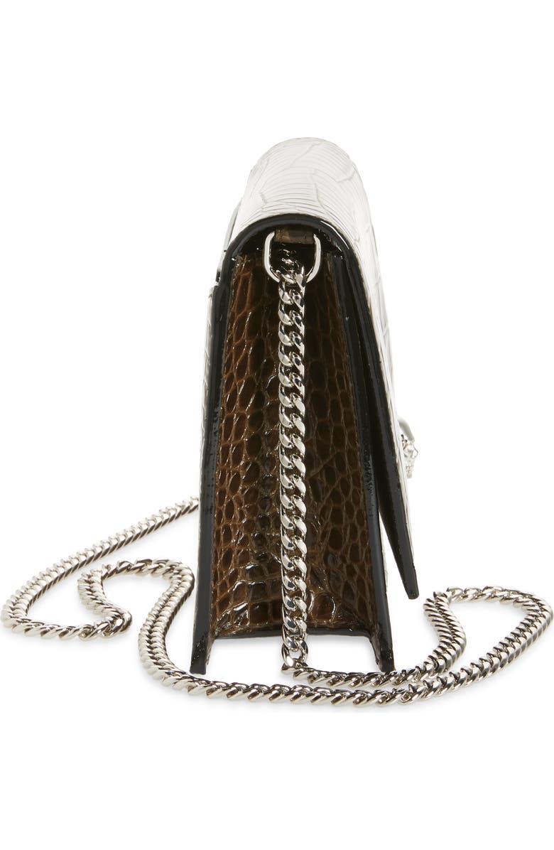 McQueen Alexander McQueen Medium Skull Croc Embossed Leather Crossbody Bag, Alternate, color,