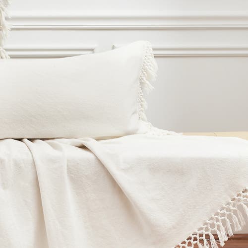 Elisabeth York Lavato Enzyme Washed Cotton Decorative Throw Pillow In White