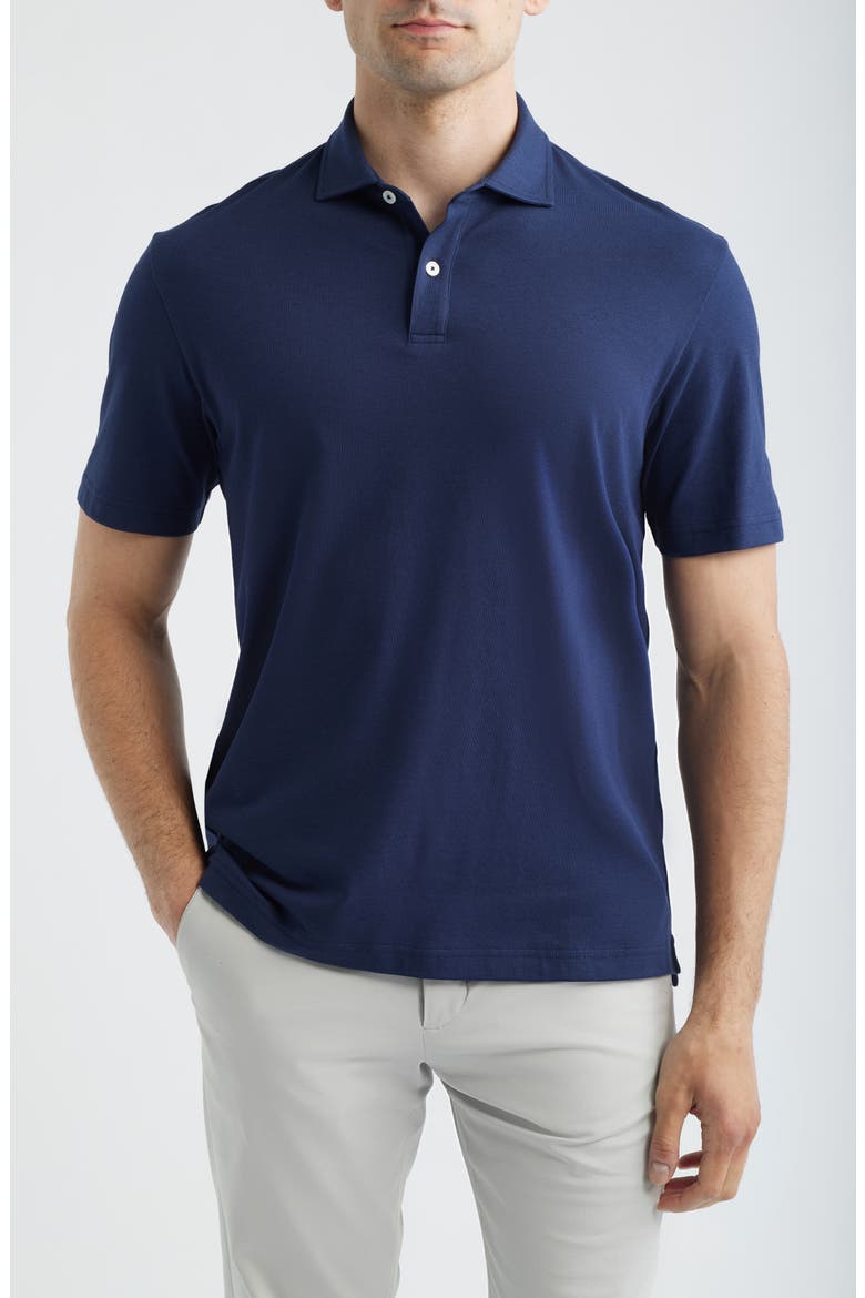 Eagle Stretch Cotton Polo, Main, color, NAVY