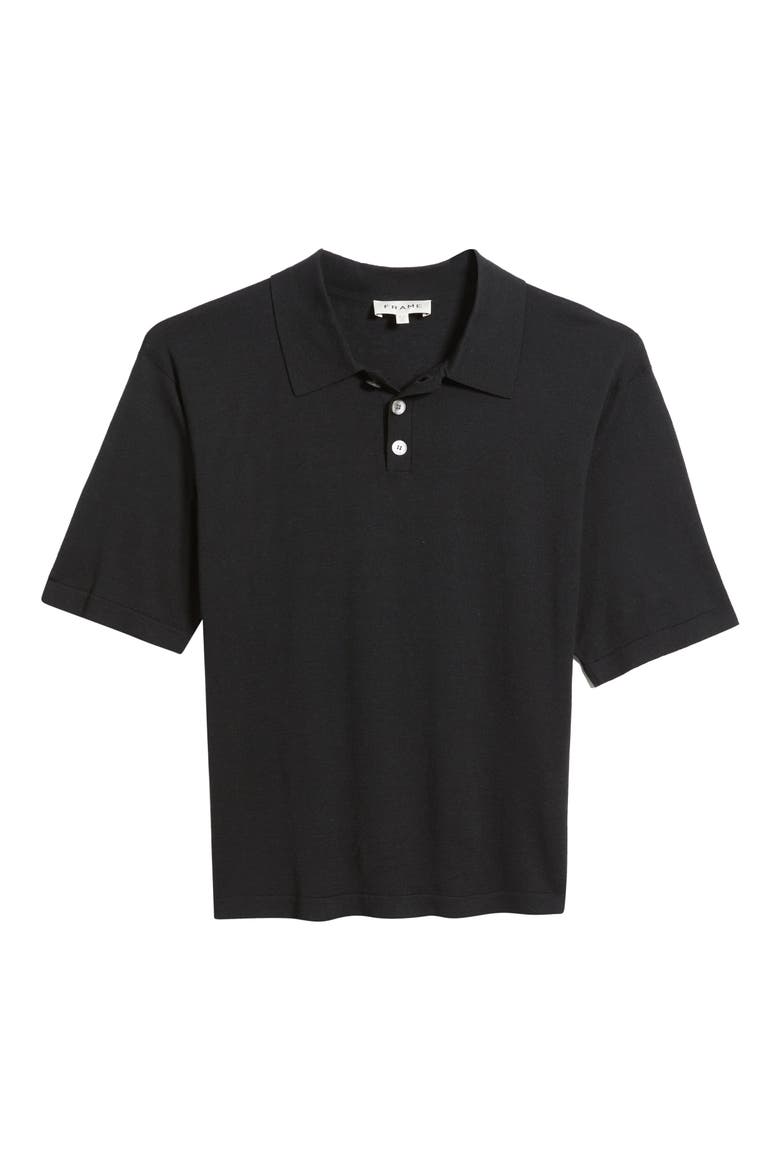 Silk & Cotton Polo, Alternate, color, BLACK