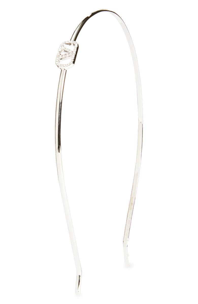Valentino Garavani Crystal Embellished VLOGO Headband, Main, color, Crystal