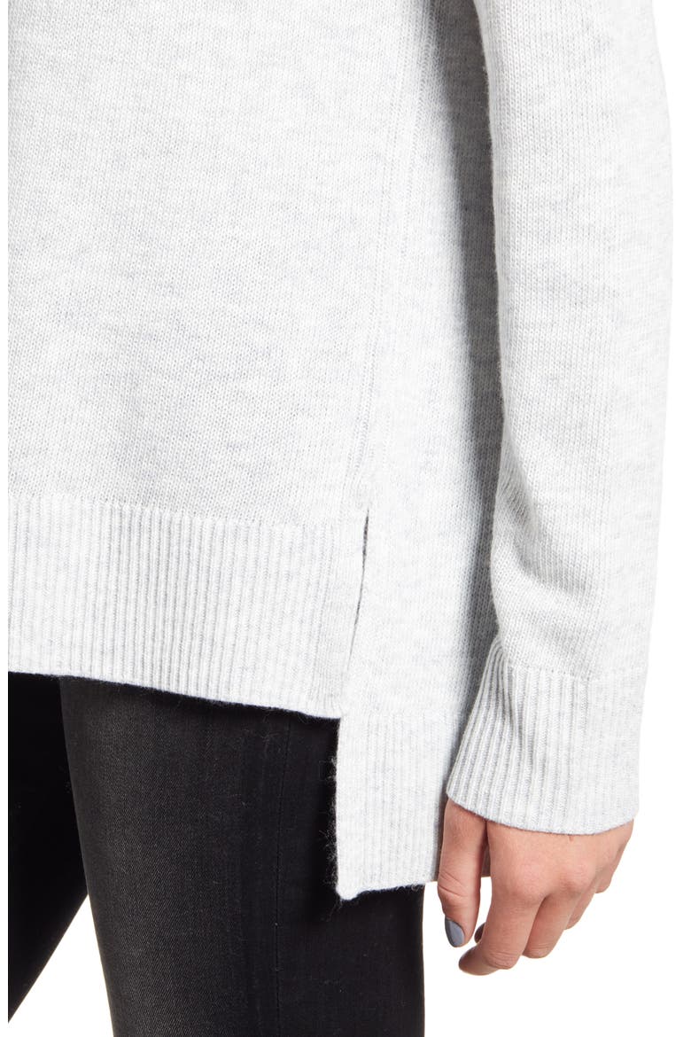 Chelsea 28 High/Low Crewneck Sweater, Alternate, color, GREY LIGHT HEATHER