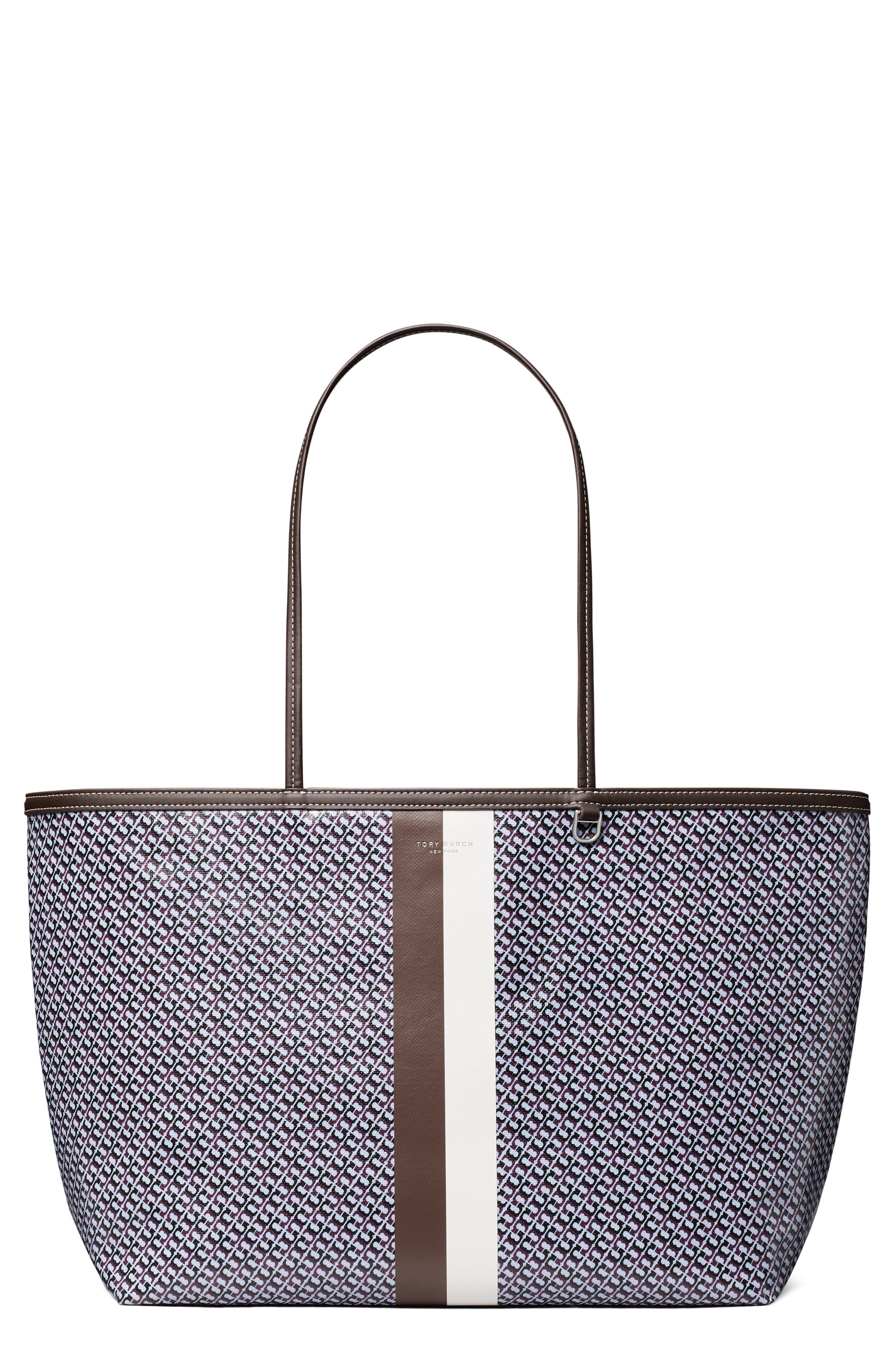 Tory Burch The Racer Tote, Main, color, Blue Printed