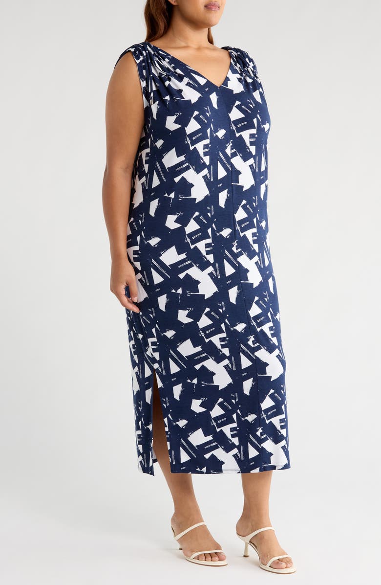 Universal Standard Kris Divine Jersey Maxi Dress, Alternate, color, Navy Ipanema Print