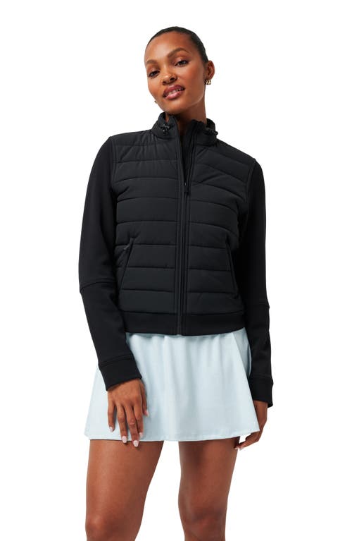 Travismathew Skyloft Soft Espresso Martini Full Zip Quilted Jacket In Heather Black