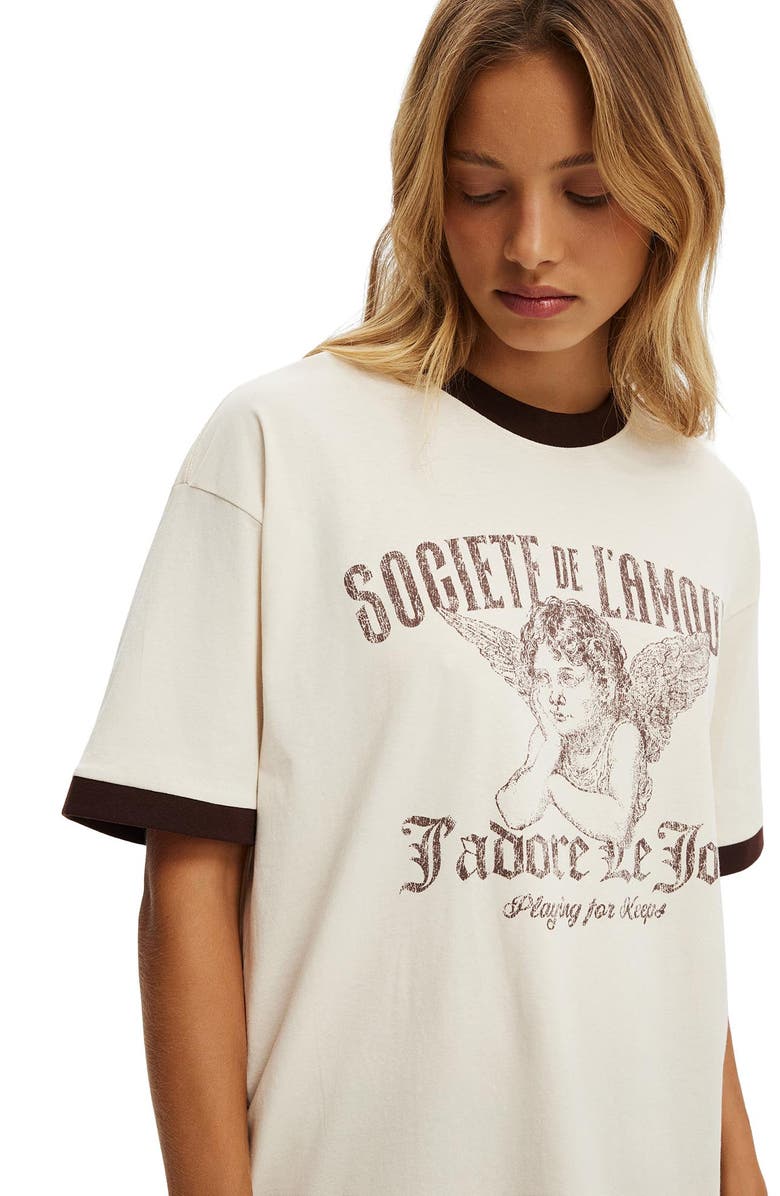 Cotton On The Boxy Graphic Tee, Alternate, color, Societe De L Amour Coconut