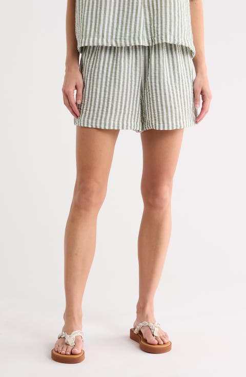 Stripe Drawstring Waist Shorts