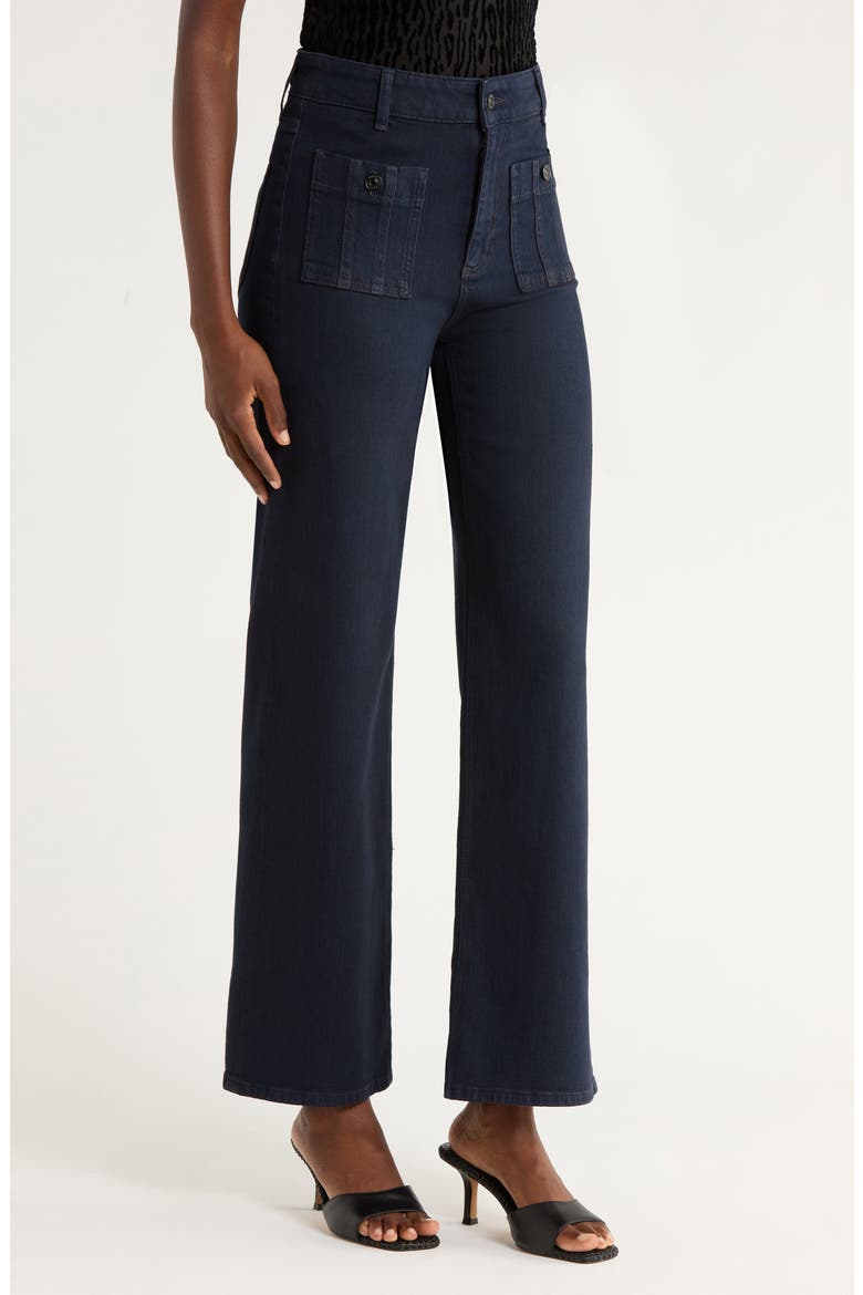 Anessa High Waist Patch Pocket Wide Leg Jeans, Alternate, color, DUCHESS