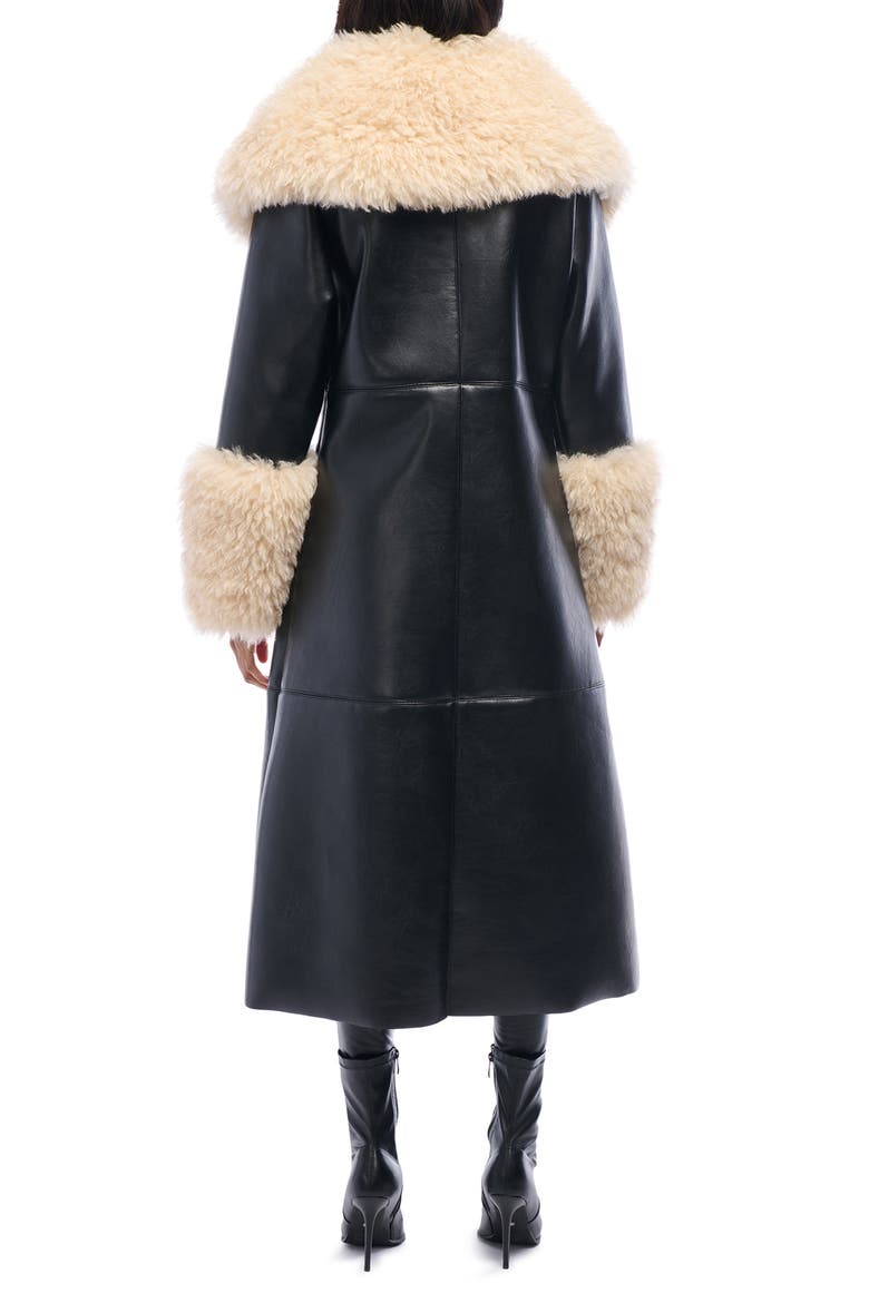 Faux Fur Trench Coat, Alternate, color, BLACK