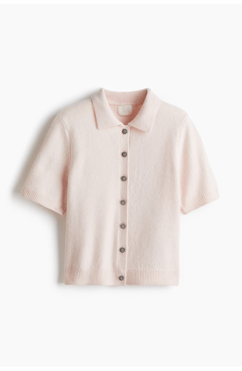 H&M Short-sleeved Collared Cardigan, Main, color, Pale Pink