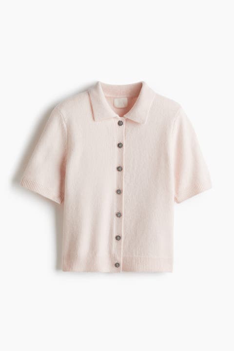 Short-sleeved Collared Cardigan