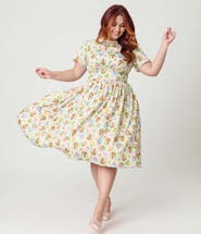 Unique Vintage Plus Size Smocked Back Swing Dress